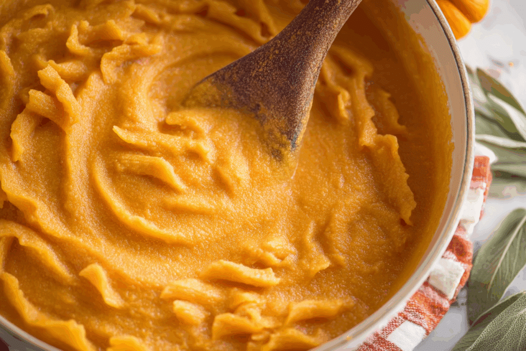 Creamy pumpkin pasta sauce recipe served on pasta.