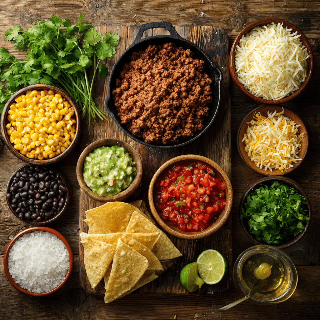 Fresh and pantry ingredients for Ranch Taco Soup