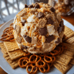 Reese’s Cheese Ball served with crackers and pretzels