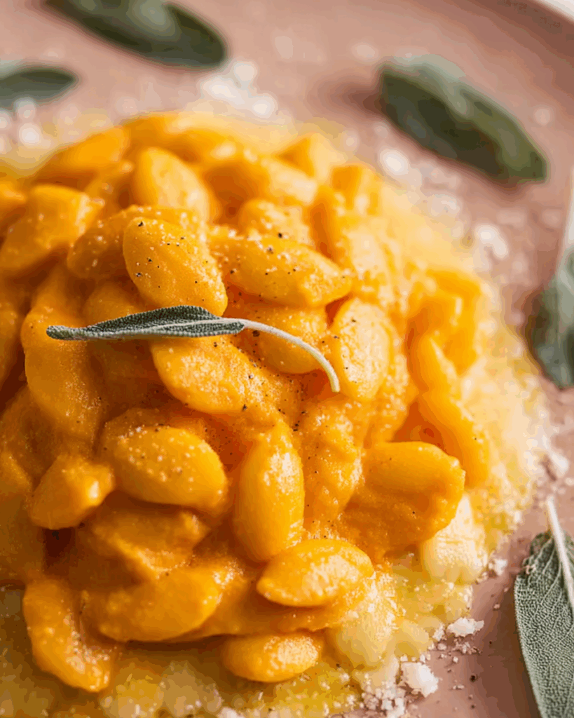 Roasted pumpkin for pasta sauce preparation.