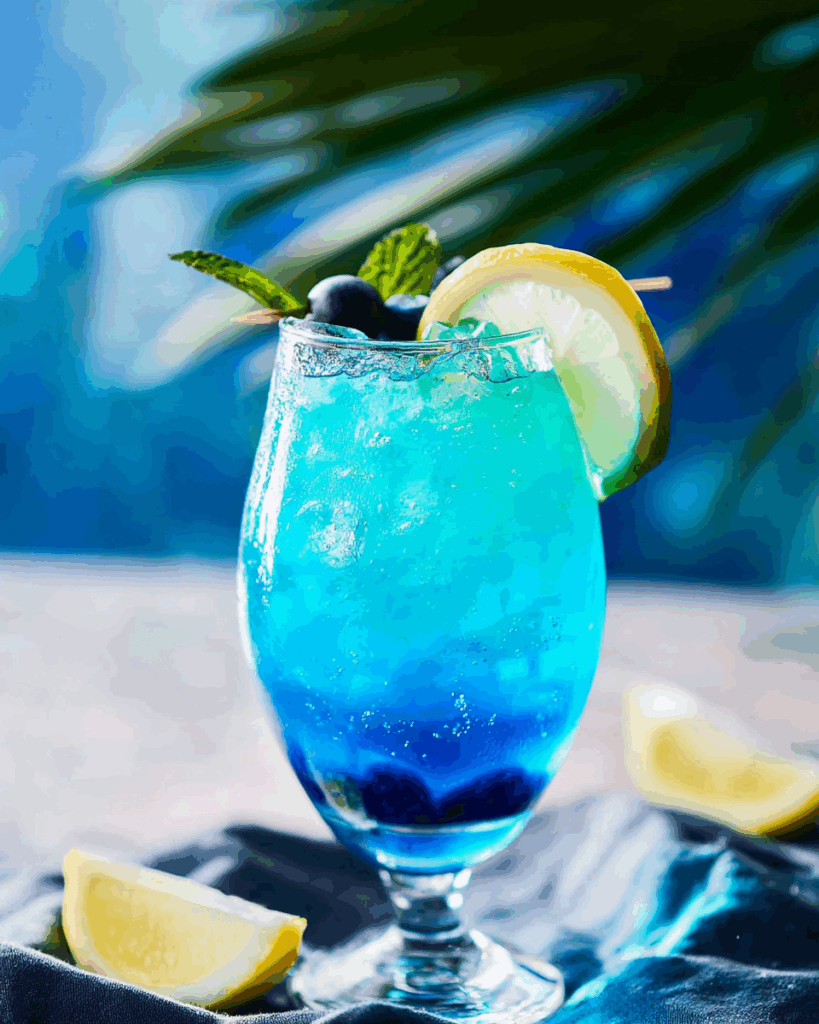 Beautifully presented Refreshing Blue Lagoon Mocktail Recipe