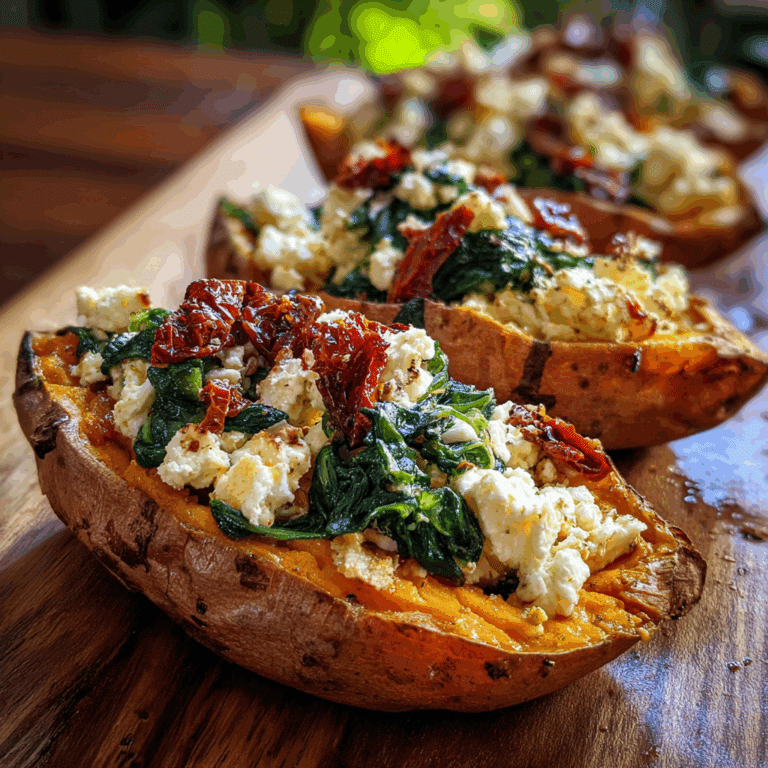 Spinach and Feta Stuffed Sweet Potatoes baked to perfection