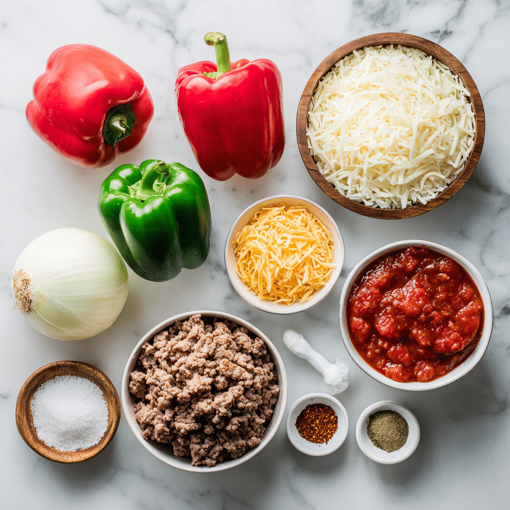 stuffed pepper casserole ingredients layout