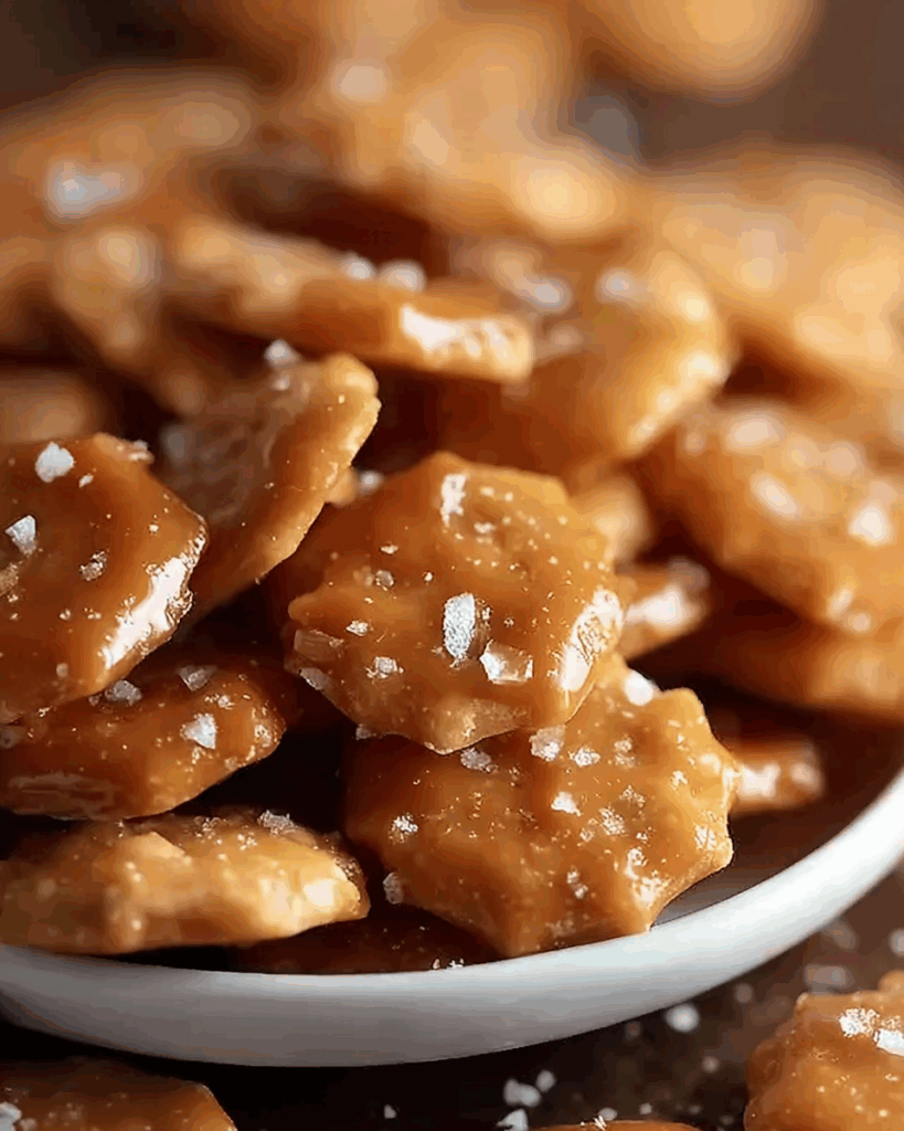 packaged salted caramel cracker bites for holiday gifts