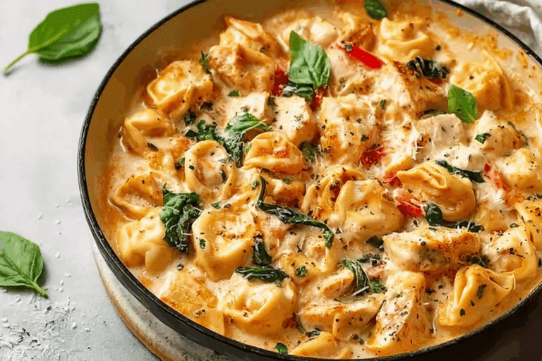 Creamy Velveeta Chicken Tortellini with Mozzarella Garlic Sauce