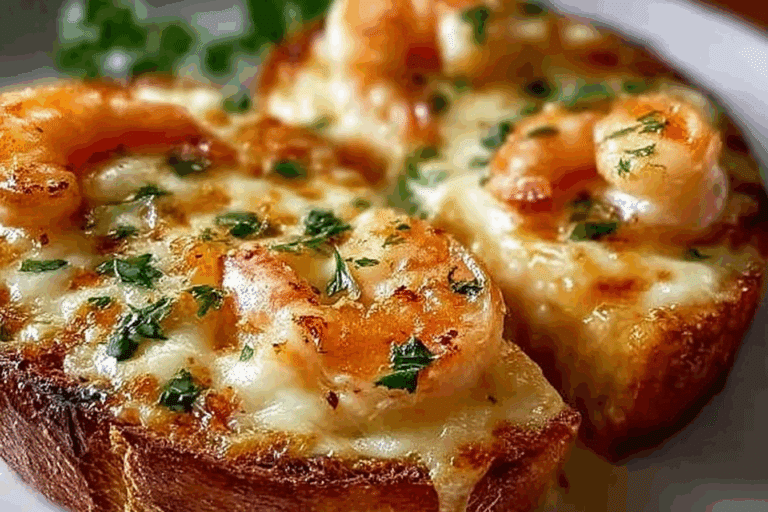 Cheesy Garlic Shrimp Bread