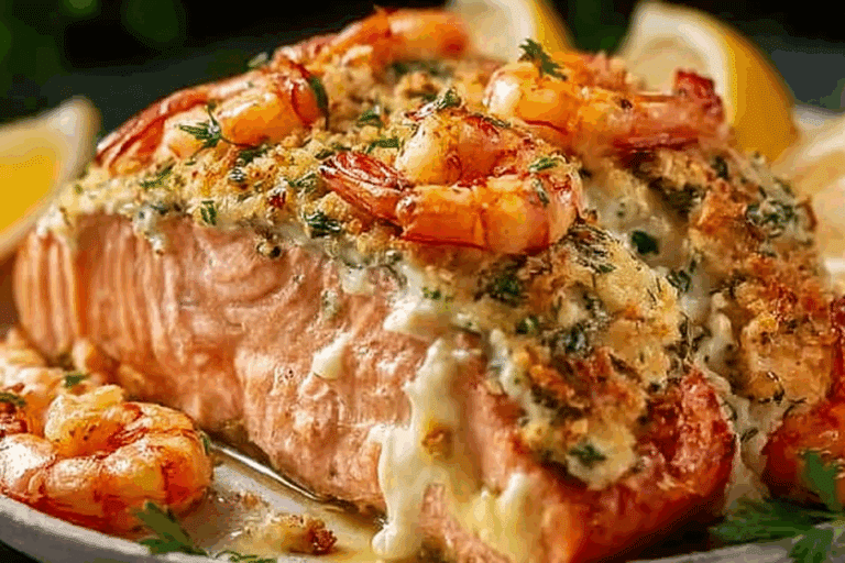 Crab and Shrimp Stuffed Salmon