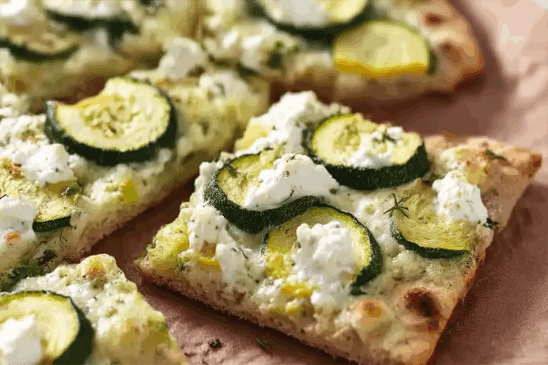 Flatbread with Feta, Zucchini & Lemon-Garlic Yogurt