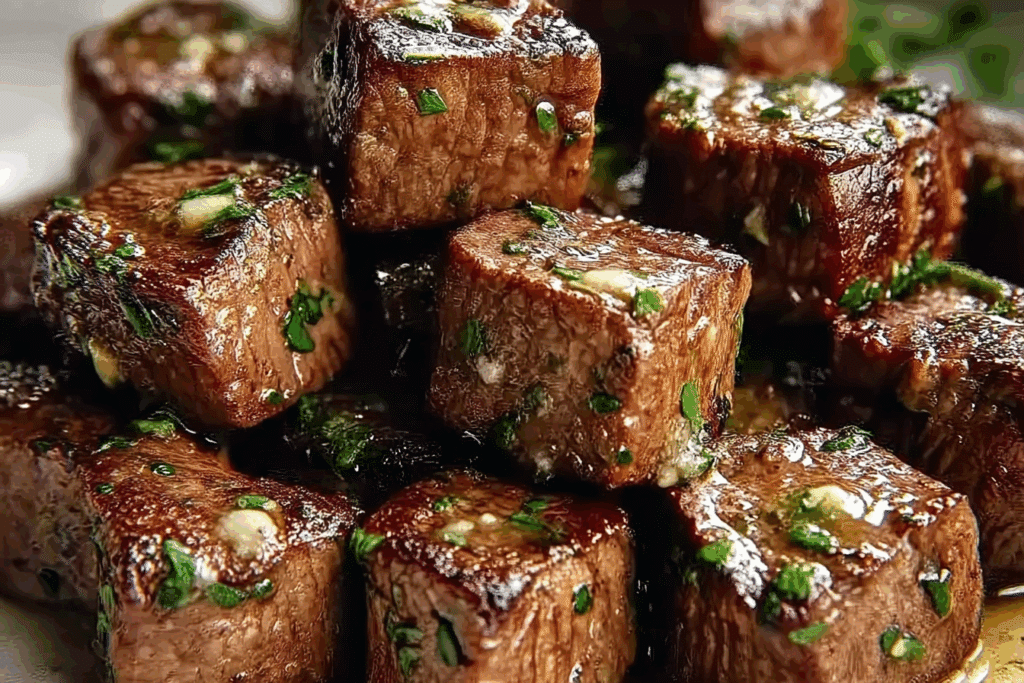 Juicy Air-Fried Steak Bites with Garlic Butter and Herbs