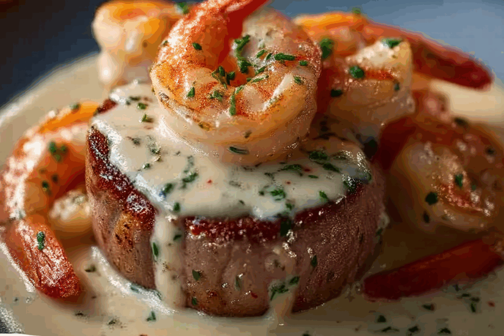 Mignon with Shrimp and Lobster Cream Sauce