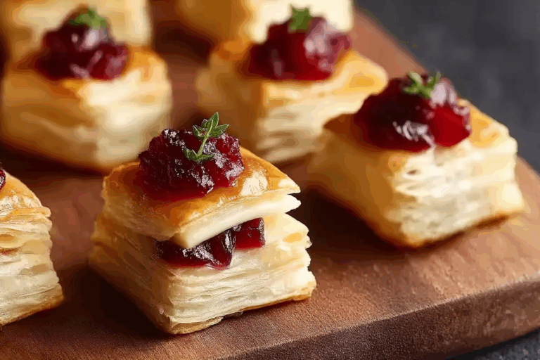 Cranberry Brie Puff Pastry Bites