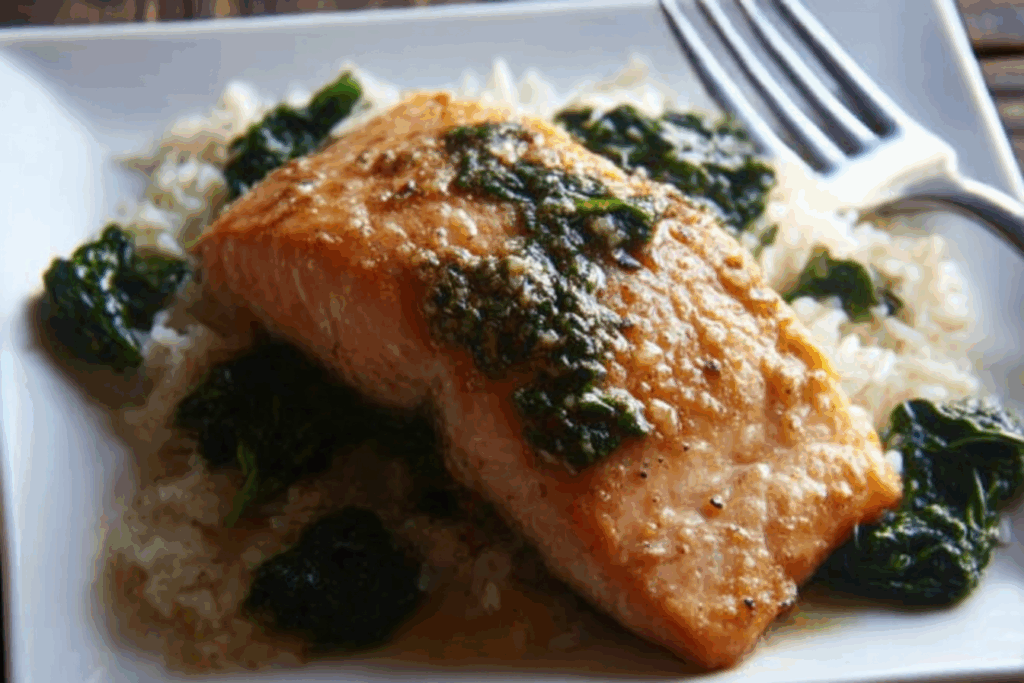 Easy Sheet Pan Garlic Butter Salmon and Spinach