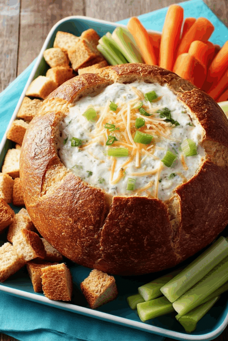 Pretzel Bread Bowl with Cheese Dip