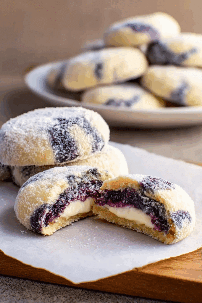 Lemon and Blueberry Sauce Surprise Cookies