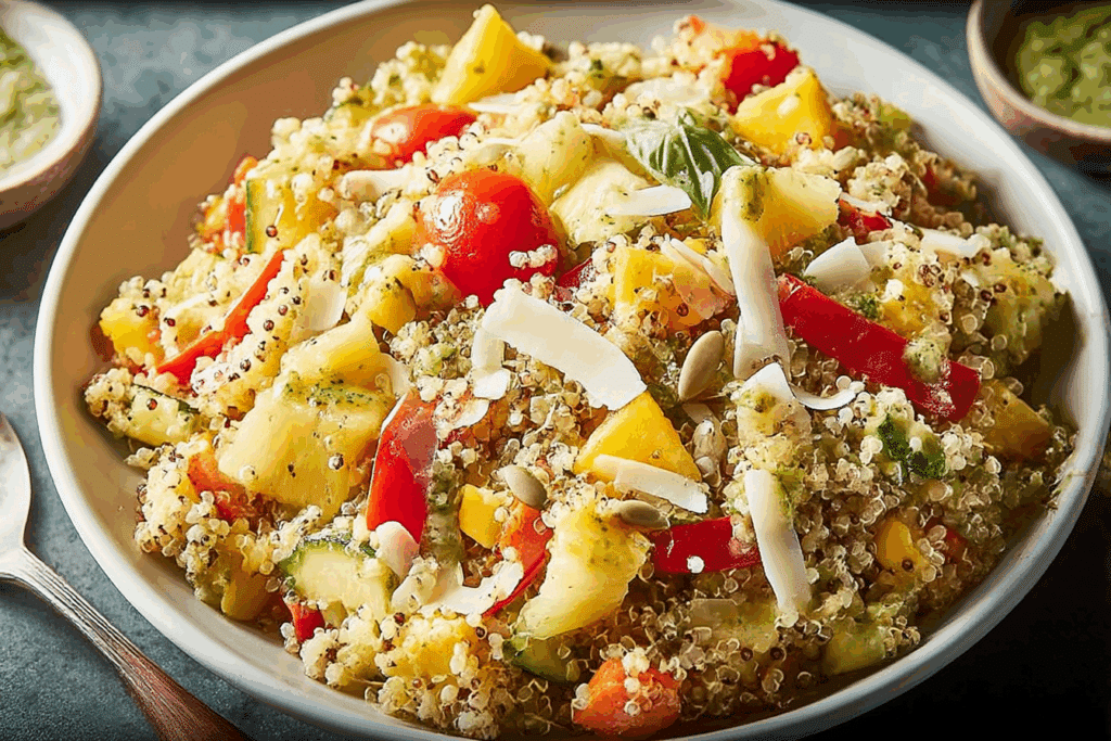 Tropical Veggie Quinoa Bowl with Citrus-Basil Dressing