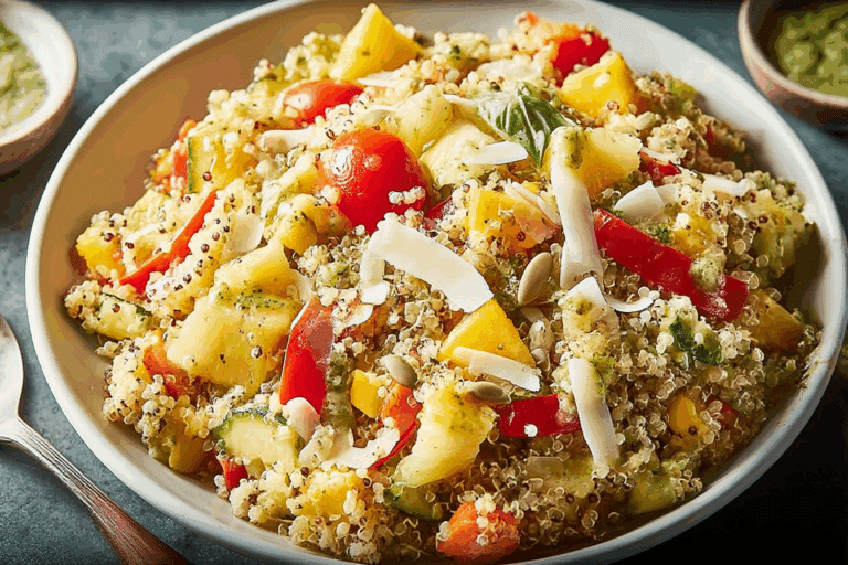 Tropical Veggie Quinoa Bowl with Citrus-Basil Dressing