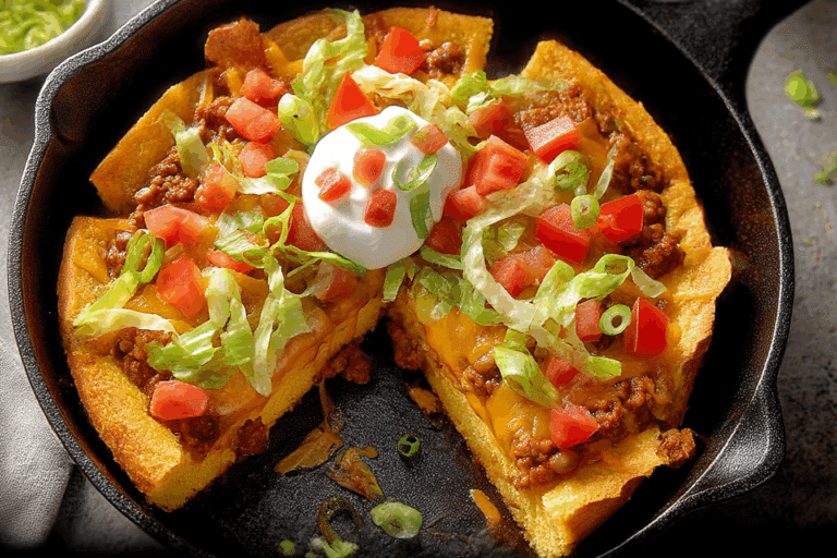 Taco Skillet Pizza with Cornbread Crust