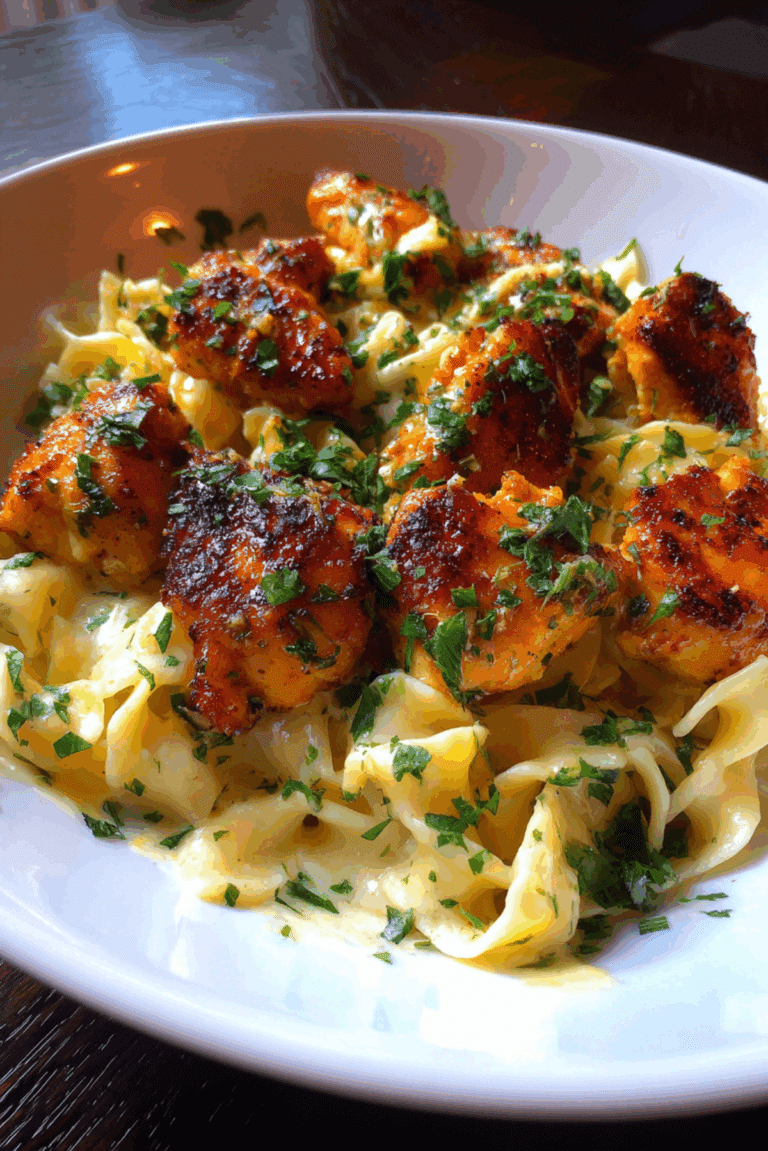 Garlic Butter Chicken Bites with Creamy Parmesan Pasta