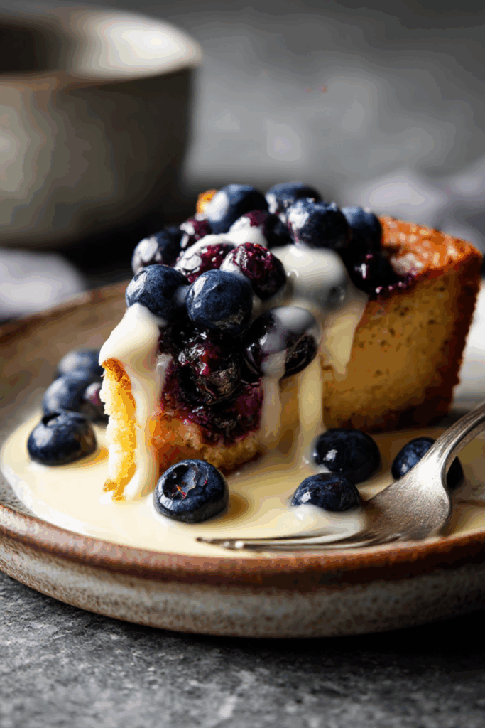 Blueberry Malva Pudding with Vanilla Custard