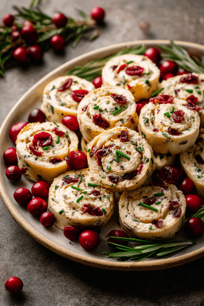 Savory Christmas Cranberry Roll-Ups