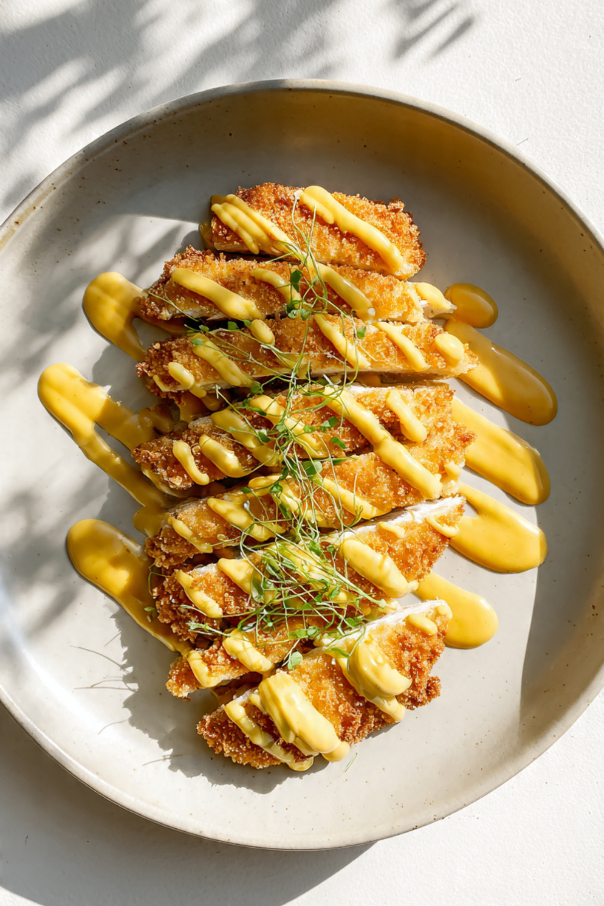 Crispy Pretzel Chicken with Mustard-Cheddar Sauce