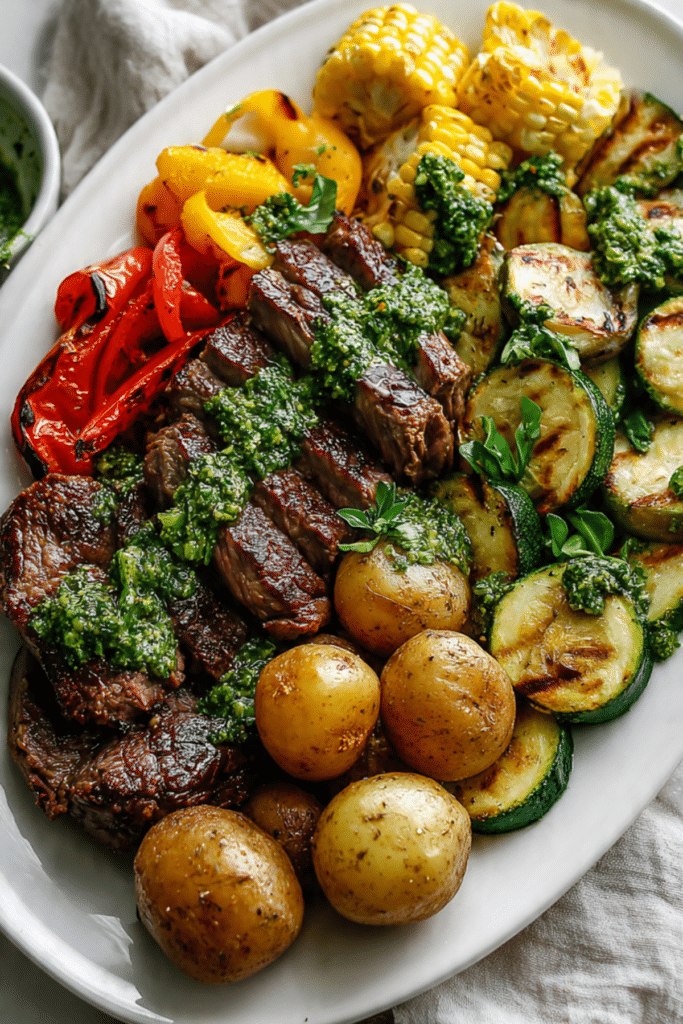 Steak & Potato Chimichurri with Fresh Summer Vegetables