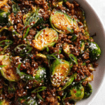 Sweet Chili Ground Beef and Brussels Sprouts
