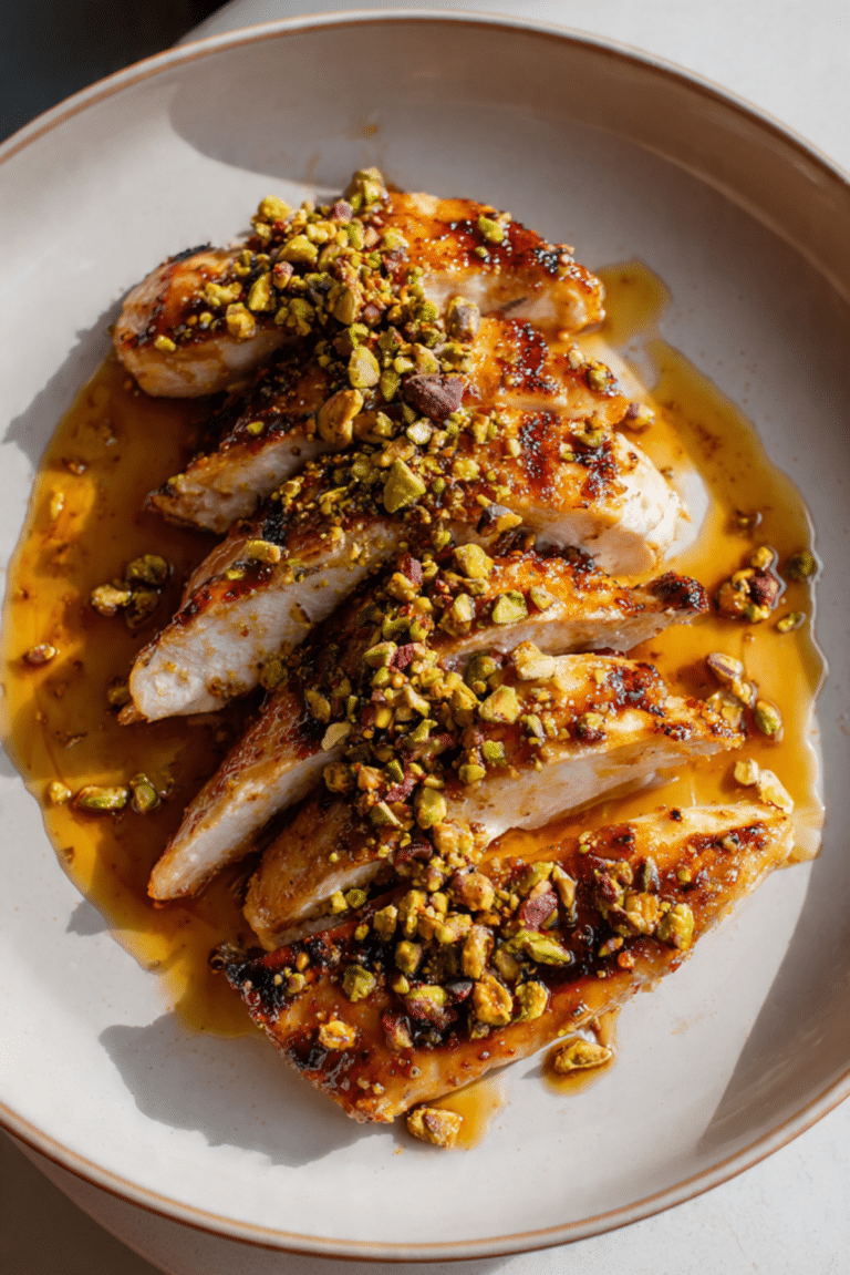 Hot Honey Grilled Chicken with Pistachios