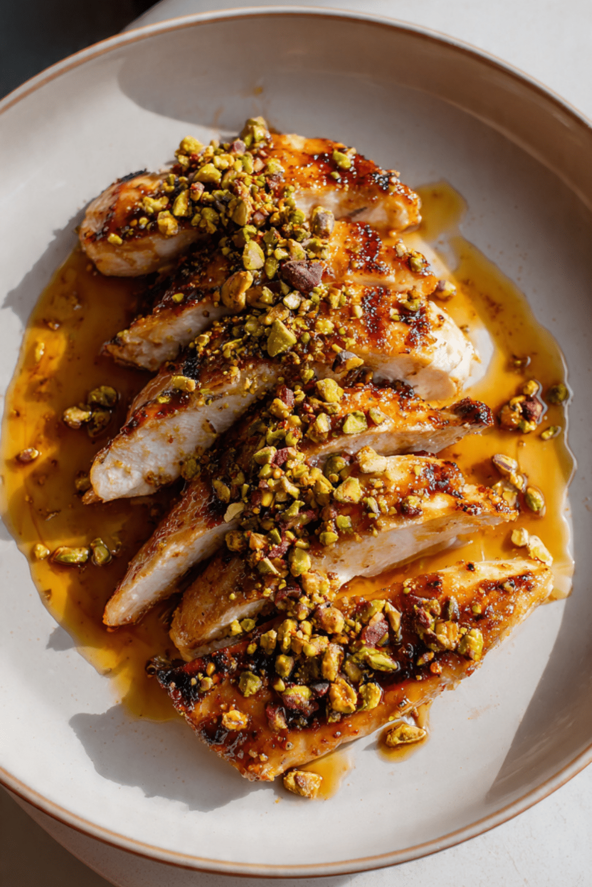 Hot Honey Grilled Chicken with Pistachios