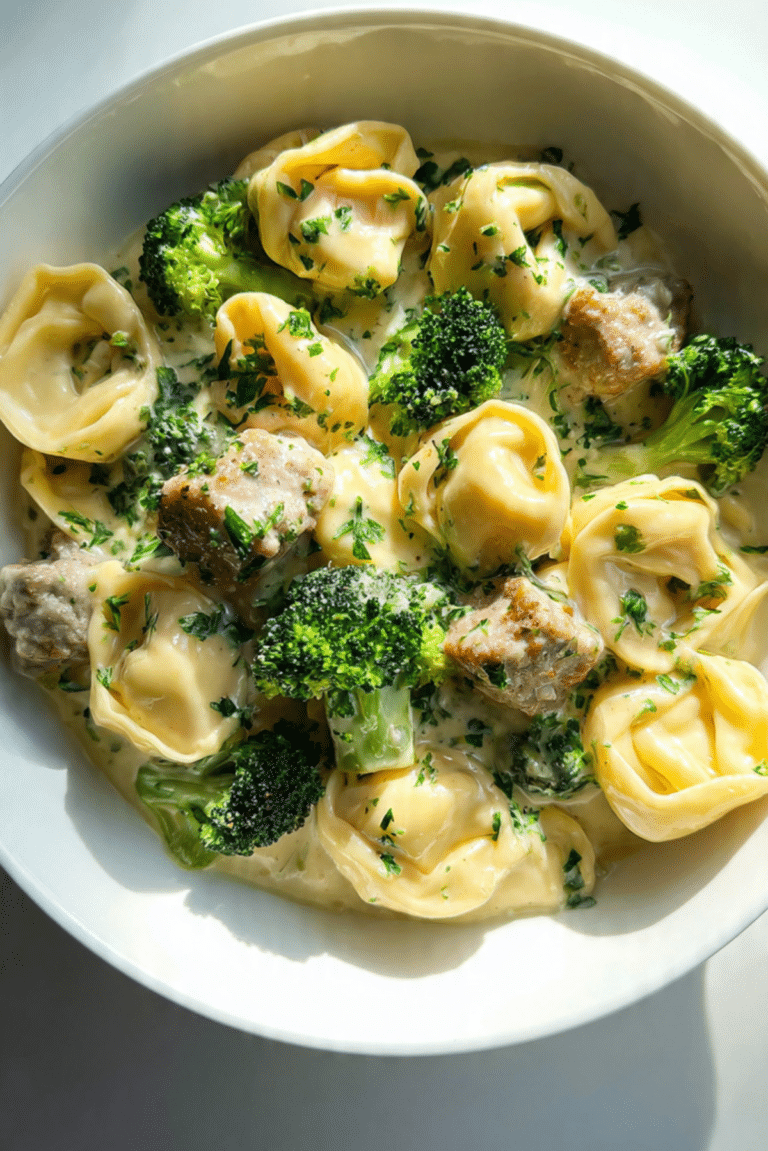 Creamy Garlic Parmesan Tortellini with Sausage and Broccoli Bliss