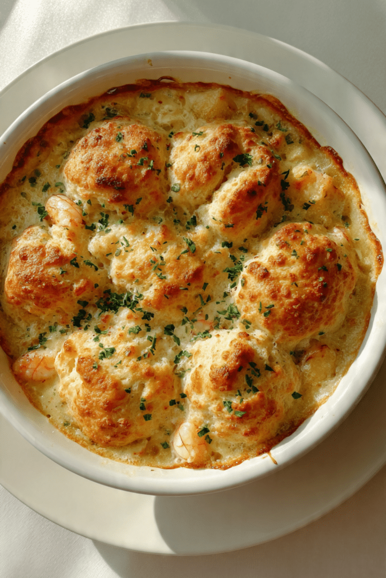 Creamy Shrimp & Lobster Cheddar Bay Biscuit Pot Pie