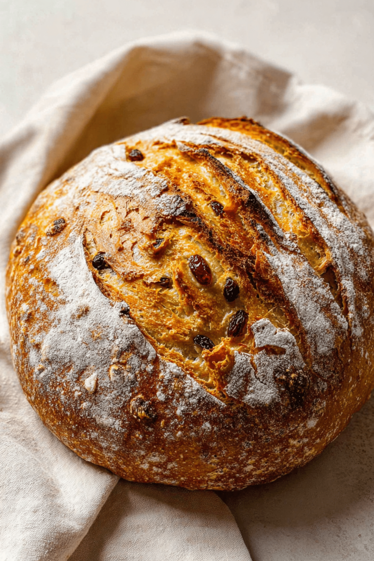 No-Knead Cinnamon Raisin Bread With Orange Zest