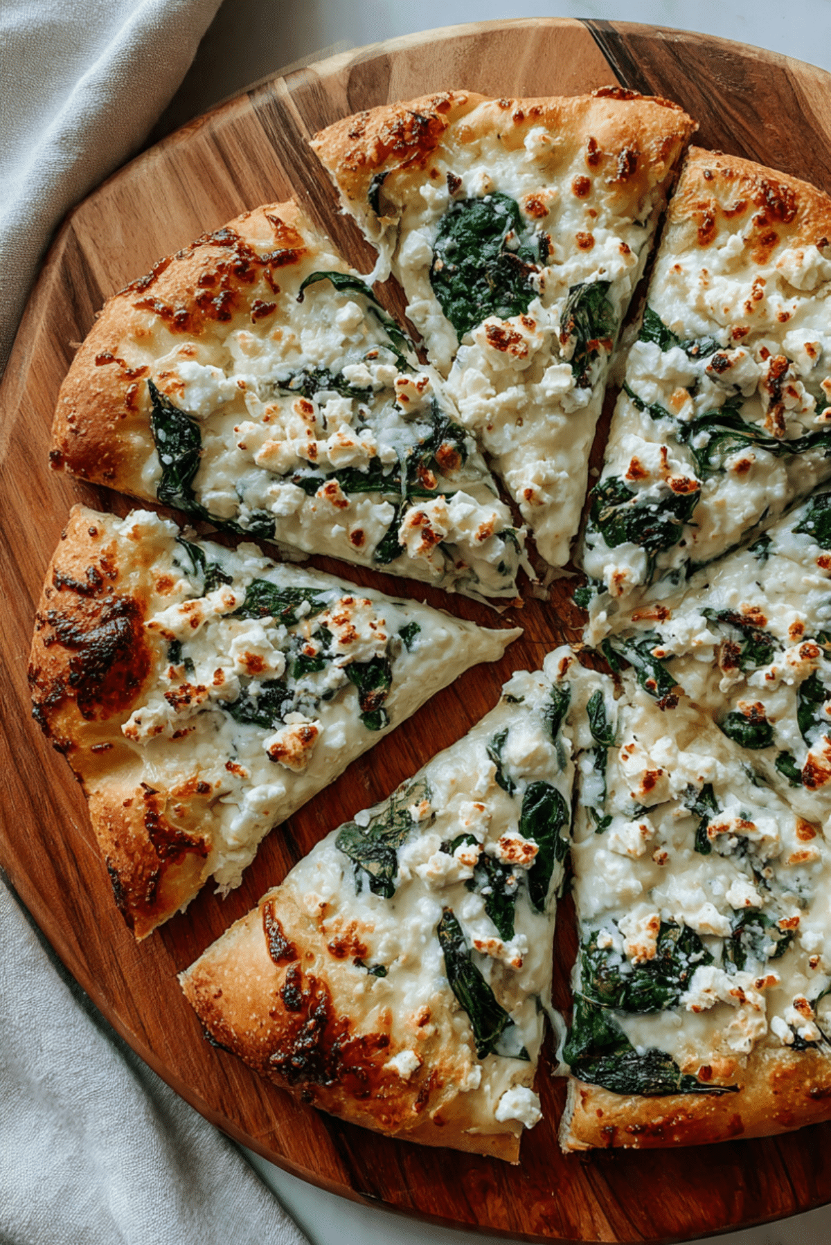 Greek Roasted Garlic Spinach White Pizza