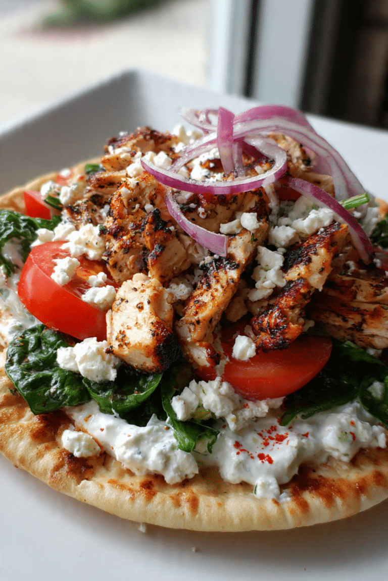 Grilled Chicken Gyros with Sun-Dried Tomato Pita Bread and Whipped Feta Spread