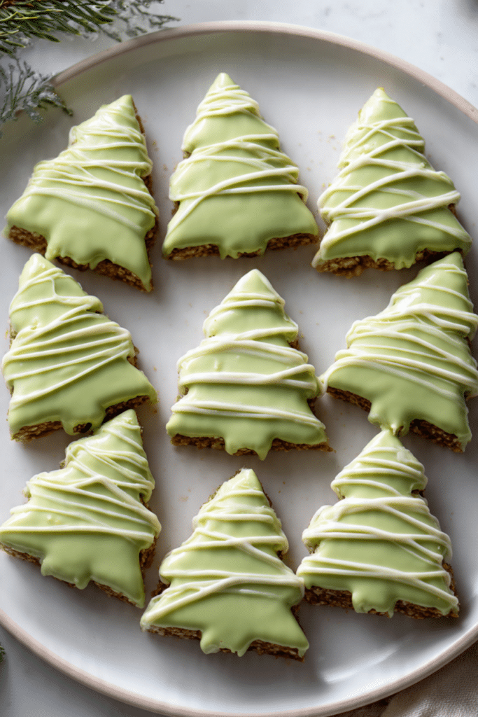 Easy SunButter Oatmeal Chocolate Christmas Trees