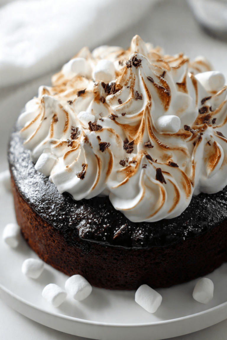 Hot Chocolate Cake with Marshmallow Frosting