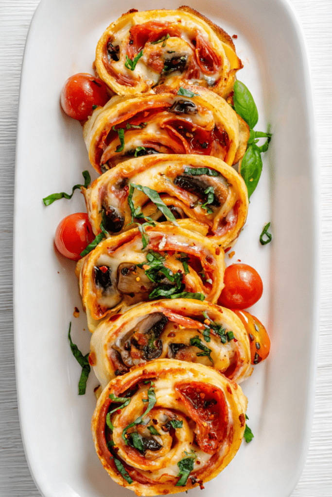 Sheet Pan Pizza Pancake Roll Ups