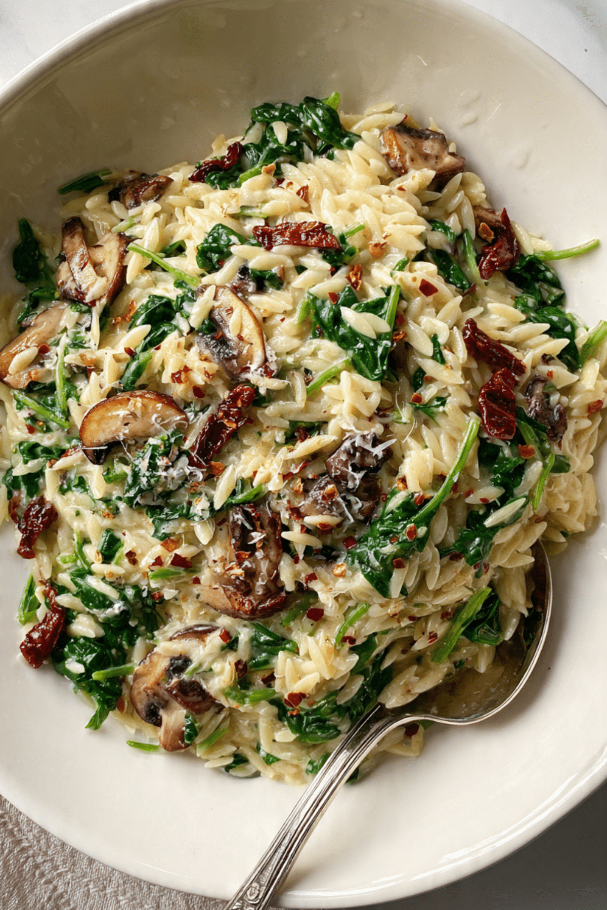 Mushroom Spinach Orzo