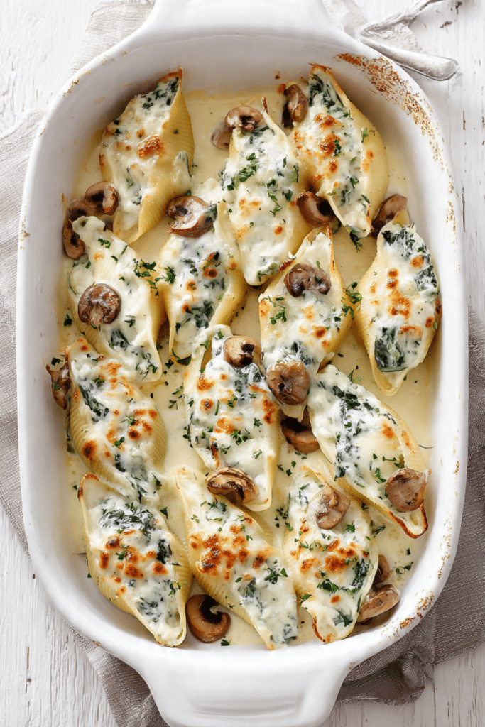 Creamy White Wine Mushroom Stuffed Shells