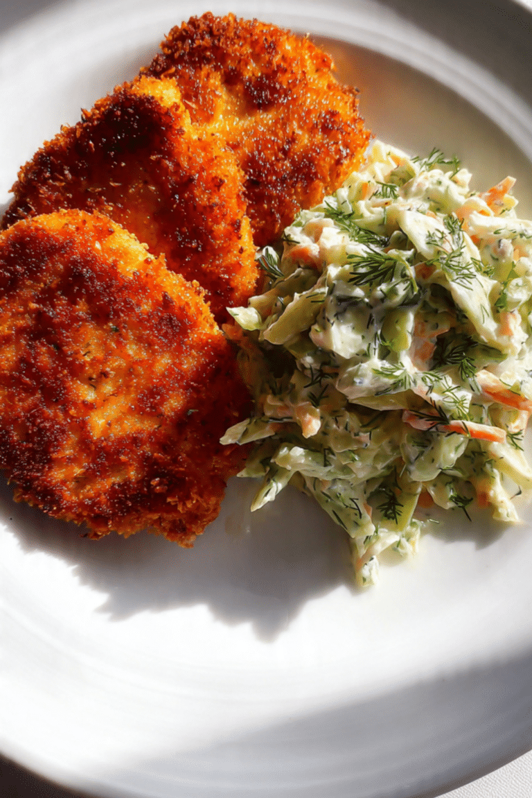 Buffalo Chicken Cutlets with Ranchy Celery Slaw