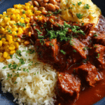 Chile Colorado with Rice & Beans Plate