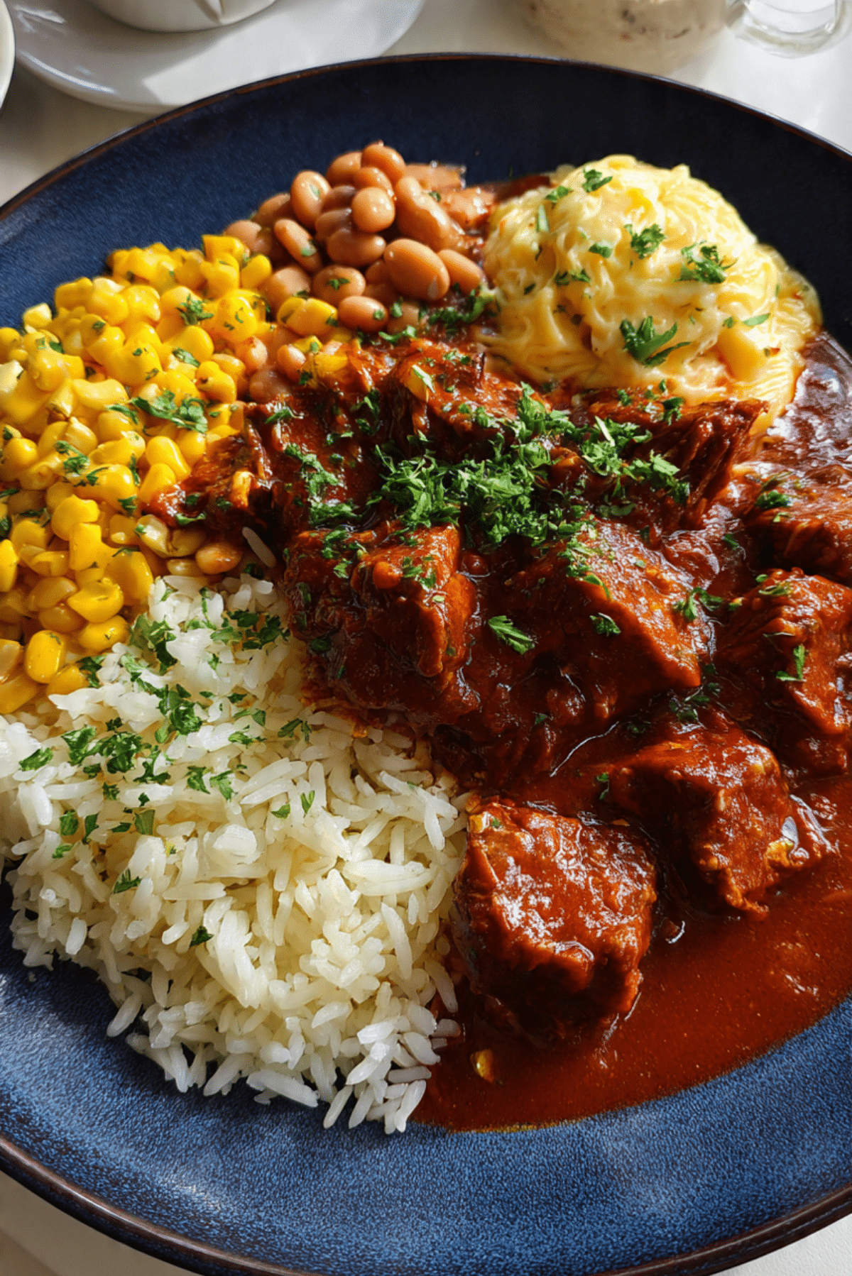 Chile Colorado with Rice & Beans Plate