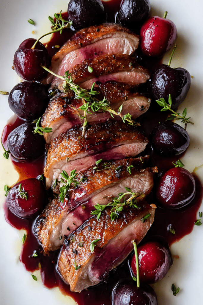 Pan Seared Duck Breast Recipe with Cherry Sauce