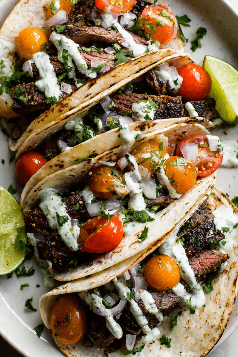 Jicama Steak Tacos with Lime Crema