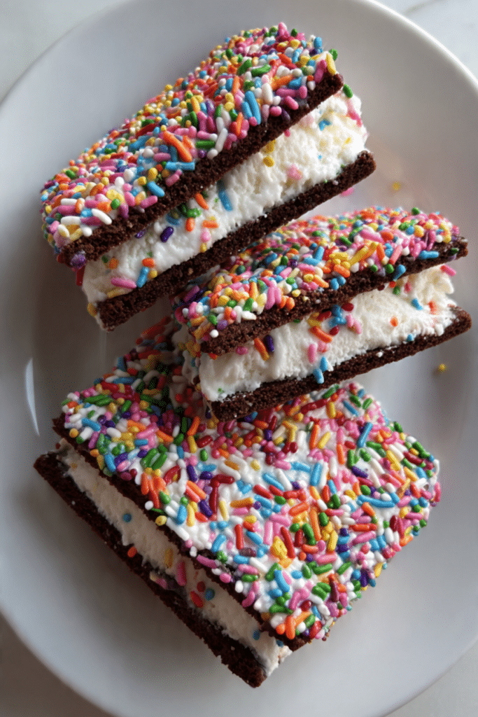 Chocolate Sprinkles Ice Cream Sandwiches