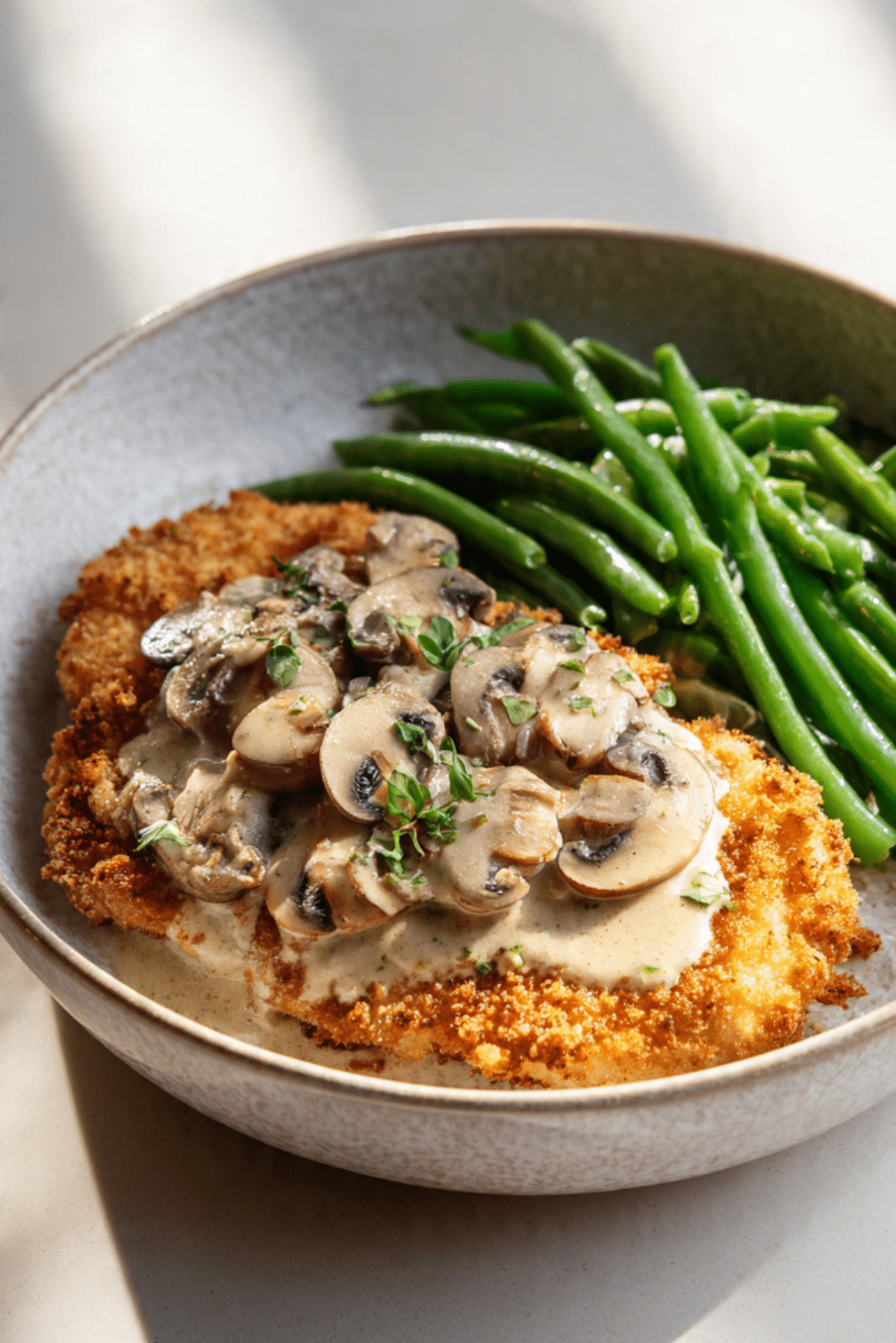 Chicken Schnitzel with Creamy Mushroom Sauce