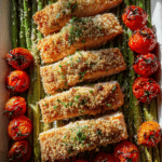Salmon Asparagus and Sun Gold Tomatoes Sheet Pan Dinner