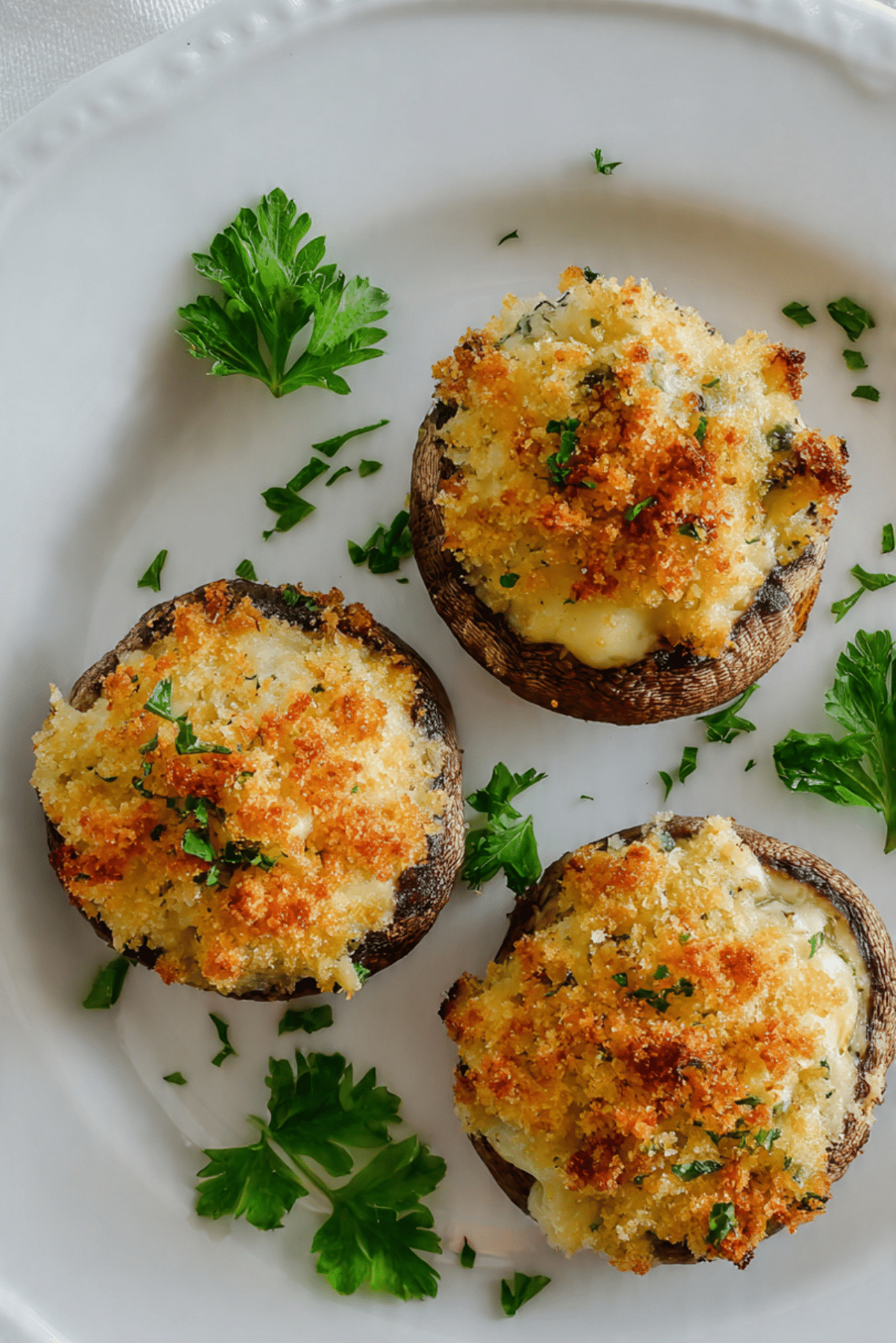 Three Cheese Vegetarian Stuffed Mushrooms