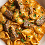 Creamy Paprika Steak Shells Recipe