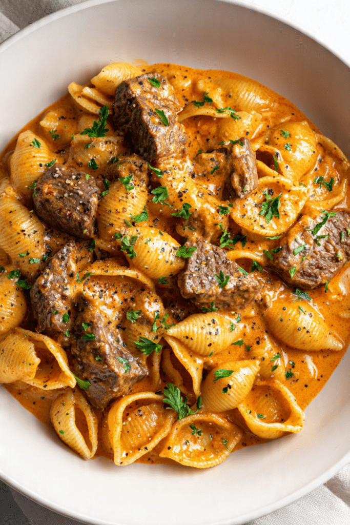 Creamy Paprika Steak Shells Recipe